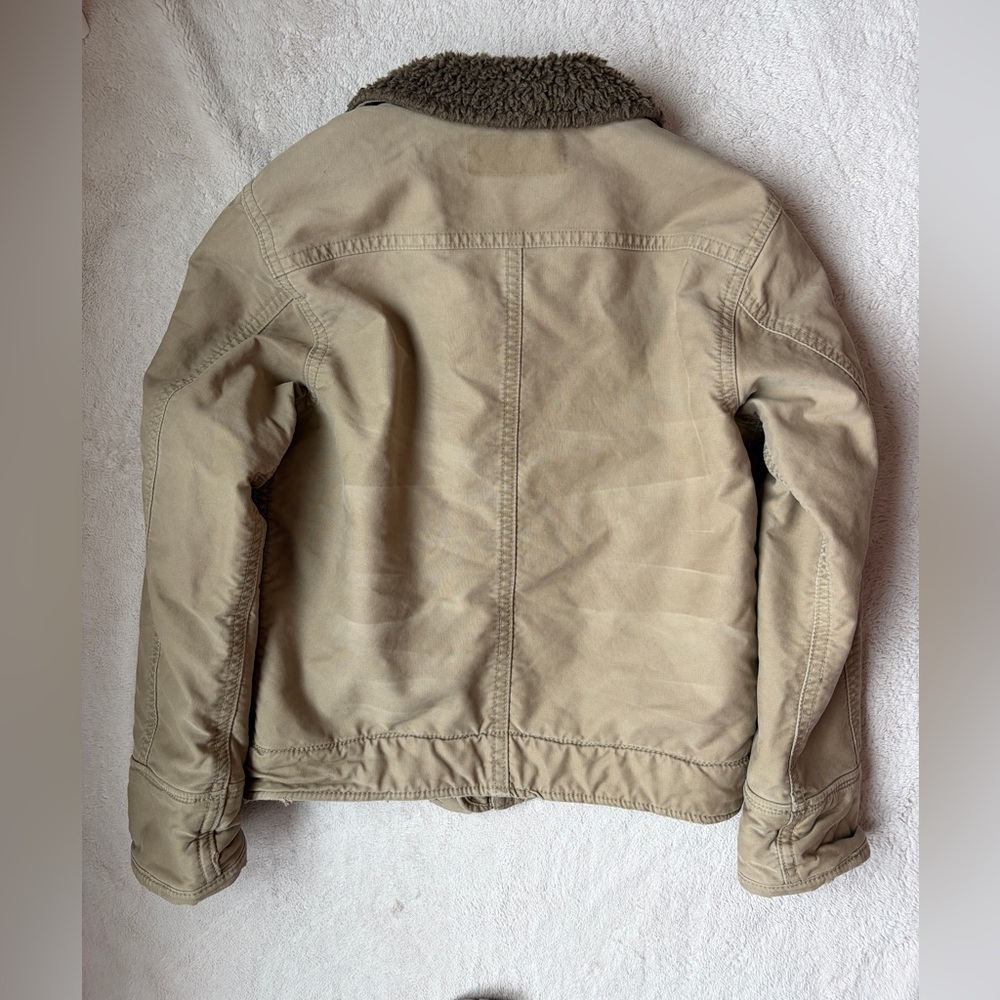 Abercrombie & Fitch Khaki Adirondack Jacket with Sherpa Collar Men Size Small - Picture 2 of 12